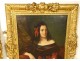Pair large HST Joseph Vaudechamp portraits women quality carved frame