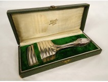 Sterling silver asparagus tongs Minerva Art Nouveau box 190gr late 19th century