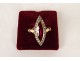 Marquise ring solid gold 18K ruby small pink diamonds PB 2.94gr XXth