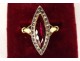 Marquise ring solid gold 18K ruby small pink diamonds PB 2.94gr XXth