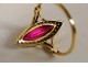 Marquise ring solid gold 18K ruby small pink diamonds PB 2.94gr XXth