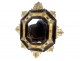 Italian octagonal mirror blackened wood brass bronze putti Grand Tour XIXth