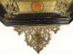 Italian octagonal mirror blackened wood brass bronze putti Grand Tour XIXth