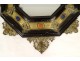 Italian octagonal mirror blackened wood brass bronze putti Grand Tour XIXth