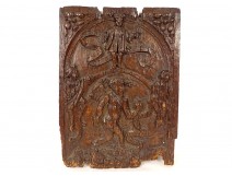Haute Epoque oak panel carved character martyr St Lazare XVIth XVIIth