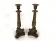 Pair candlesticks candlesticks bronze claw feet capitals Napoleon III XIXth