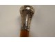 Old wooden cane English silver knob London 1944 20th century