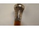 Old wooden cane English silver knob London 1944 20th century