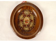 Oval reliquary wooden frame Ste Claire Régis Basile F.Sales Constant XIXth