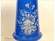 Pair of blue opaline vases Flowers NAPIII 19th