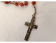 Rosary cross crucifix metal grains beads stone jet rosary XIXth XXth