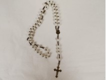 Rosary cross crucifix metal grains beads stone jet rosary XIXth XXth