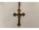 Rosary cross crucifix metal grains beads stone jet rosary XIXth XXth