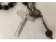 Rosary cross crucifix metal grains beads stone jet rosary XIXth XXth