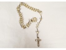 Rosary cross crucifix metal grains beads stone jet rosary XIXth XXth