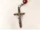 Rosary cross crucifix metal grains beads stone jet rosary XIXth XXth