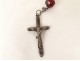 Rosary cross crucifix metal grains beads stone jet rosary XIXth XXth