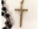 Rosary cross crucifix metal grains beads stone jet rosary XIXth XXth