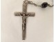 Rosary cross crucifix metal grains beads stone jet rosary XIXth XXth