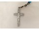 Rosary cross crucifix metal grains beads stone jet rosary XIXth XXth