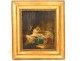HSP Painting depicting a woman in the bathroom, with gilded wooden frame, nineteenth