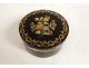 Small round gold-stitched tortoiseshell box bouquet flowers garlands 18th century