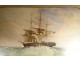 Marine watercolor boat ship three-masted English golden frame 19th century