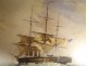 Marine watercolor boat ship three-masted English golden frame 19th century
