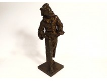 Bronze sculpture Eutrope Bouret Pierrot Au clair de la Lune 19th century