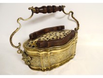 Old copper wood heater grotesque mascarons 18th century