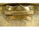 Old copper wood heater grotesque mascarons 18th century