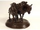 Bronze sculpture Emmanuel Fremiet Animal Towing Horses 19th century