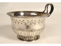 Solid silver cup with openwork Greek frieze Rooster Paris I Empire 192gr 19th century