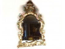 Mirror mirror German porcelain Saxony flowers crown shell 19th century