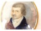 Painted miniature portrait of notable man oval frame work hair 19th century
