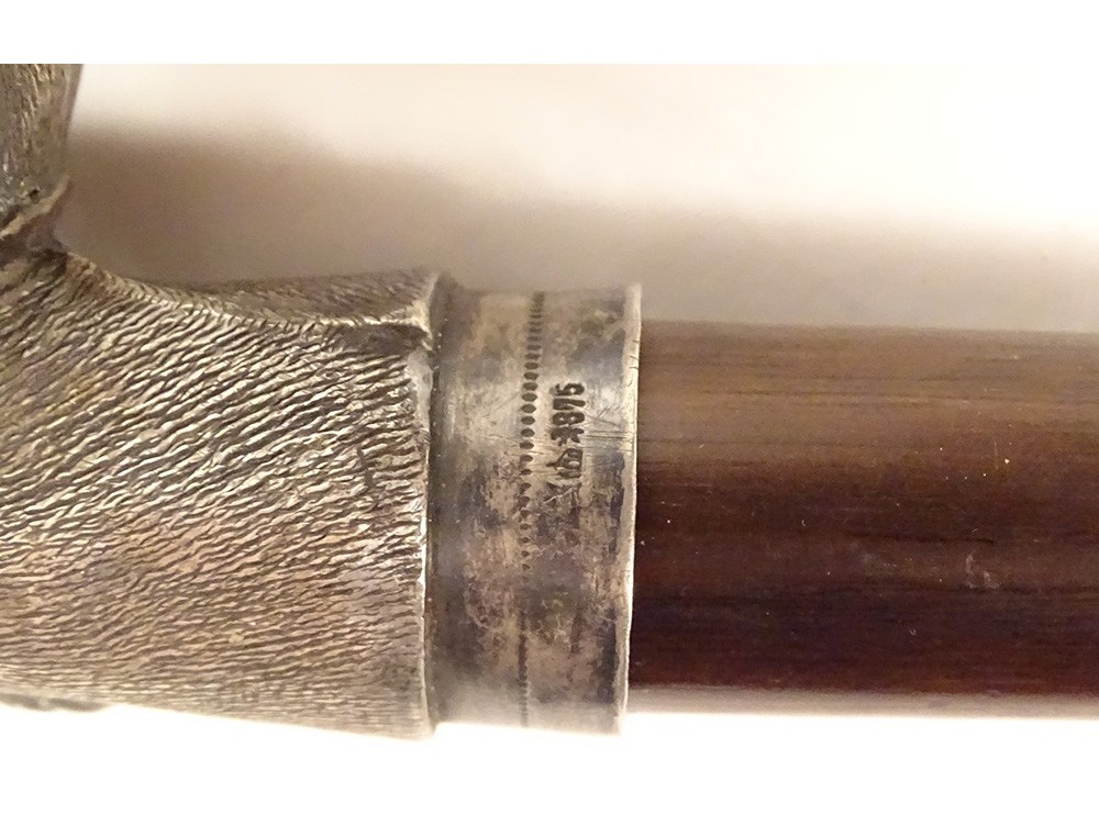 Fouet De Chasse à Cheval Ancien – Monture Argent, Manche Malacca/bois – 1893