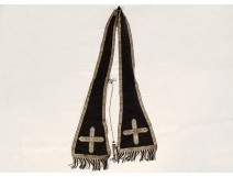Manipule de prêtre velours noir broderie temps deuil XIXème siècle