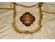 Pluvial liturgical cope white silk embroidery gold threads chalice 19th century