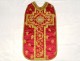 Priest&#39;s chasuble silk embroidery gold threads Lamb Pascal cross 19th century