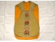 Chasuble de prêtre soie broderies fils or Agneau Pascal croix XIXè siècle