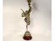 Oil lamp sculpture G. Bareau Gloria winged woman crystal marble 19th century