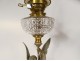 Oil lamp sculpture G. Bareau Gloria winged woman crystal marble 19th century