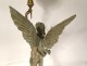 Oil lamp sculpture G. Bareau Gloria winged woman crystal marble 19th century