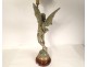 Oil lamp sculpture G. Bareau Gloria winged woman crystal marble 19th century