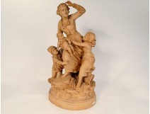 Terracotta sculpture Hanne woman children storm sailor Isle-Adam 19th century