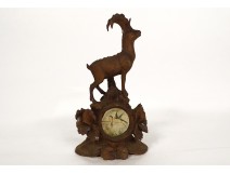 Carved wood watch holder Black Forest chamois foliage 19th century
