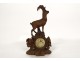 Carved wood watch holder Black Forest chamois foliage 19th century