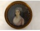 Painted miniature portrait young romantic woman Restoration 19th century