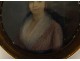 Painted miniature portrait young romantic woman Restoration 19th century