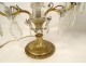 Pair of 2-light gilt bronze girandoles cut crystal flower tassels 19th century